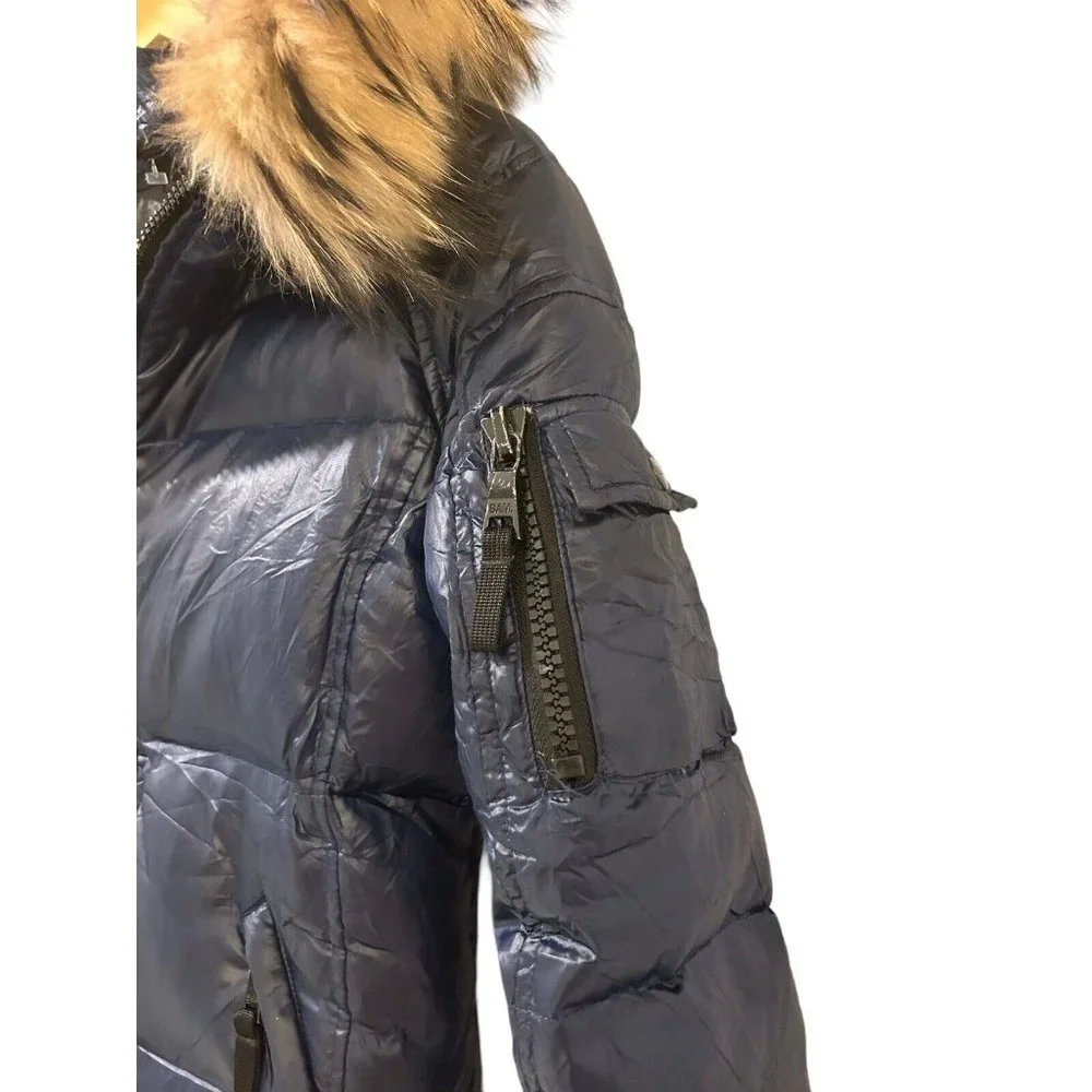 SAM Womens Down Puffer Jacket Black Raccoon Fur Trimmed Size XXS MSRP 450 - Picture 7 of 13